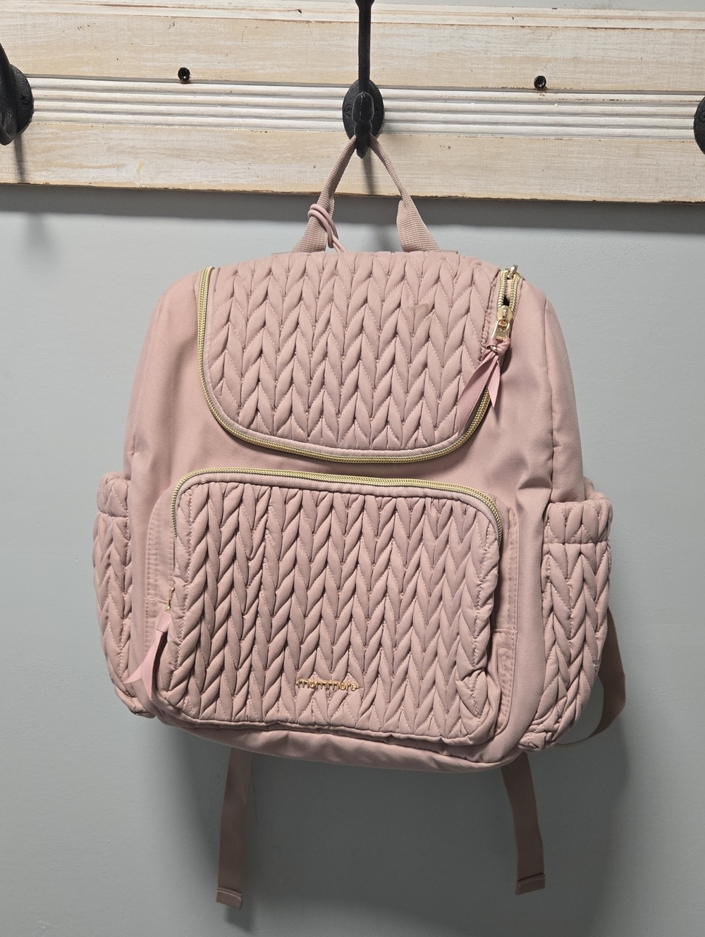 Quilted Pink Diaper Bag Backpack